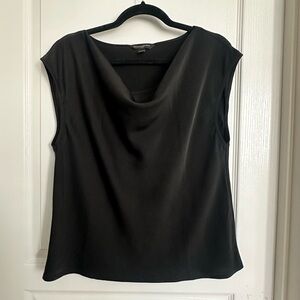 Banana Republic Cowl Neck Blouse Black Satin Size Medium